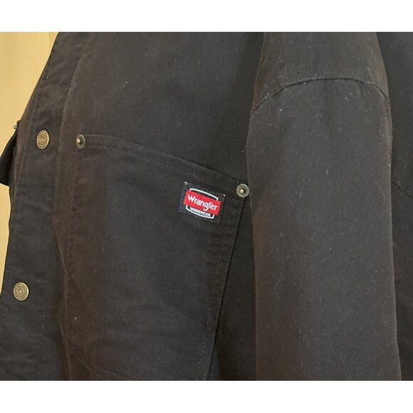 Wrangler Workwear Black Collared Button-Down Heavy Jacket Men's Size 2XL (50-52) - Picture 6 of 16